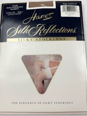 Vintage 1995 Hanes Silky Stockings Size 1 Little Color Style 728 2 pair